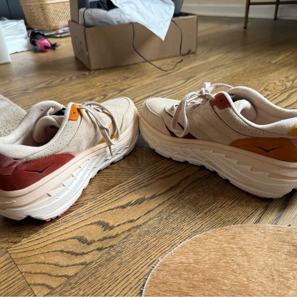 Hoka Bondi L Suede Sneakers in Beige and Brown - Picture 3 of 8